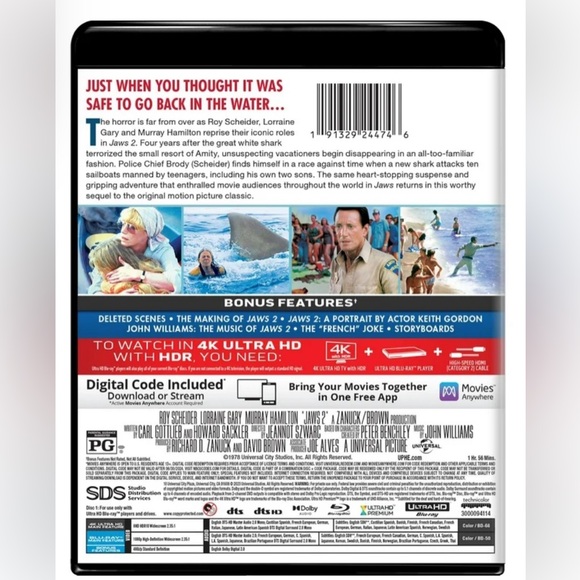 Jaws 2 (4K Ultra HD + Blu-ray) [UHD] + Digital Code New in Original Unopened Box - Picture 2 of 3